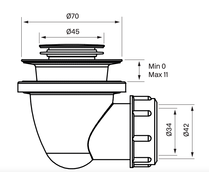 Bundventil til badekar - Tapwell 22200