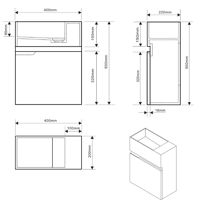 Badeværelsesmøbel Pulcher - Compact 02R 40x20