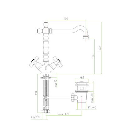 Håndvaskarmatur inkl. bundventil QD- Da Vinci