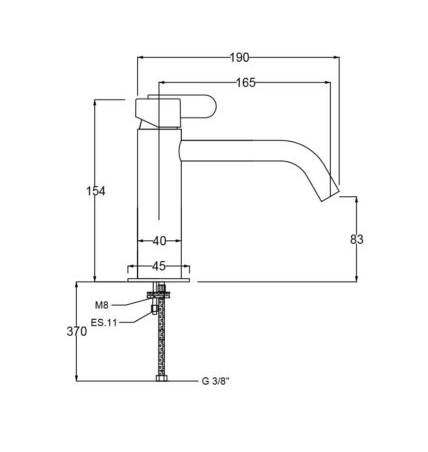 Håndvaskarmatur inkl. bundventil QD-  Swing 117