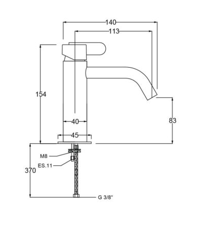 Håndvaskarmatur inkl. bundventil QD-  Swing