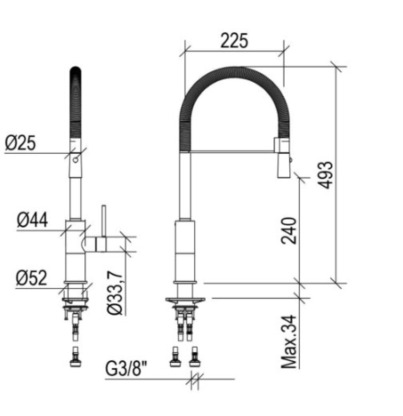 Køkkenarmatur QD - Børstet stål
